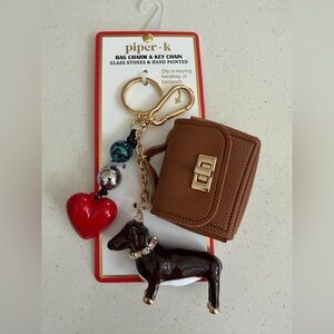 Piper K Bag charm & Key chain with Red Heart and Dog Charms